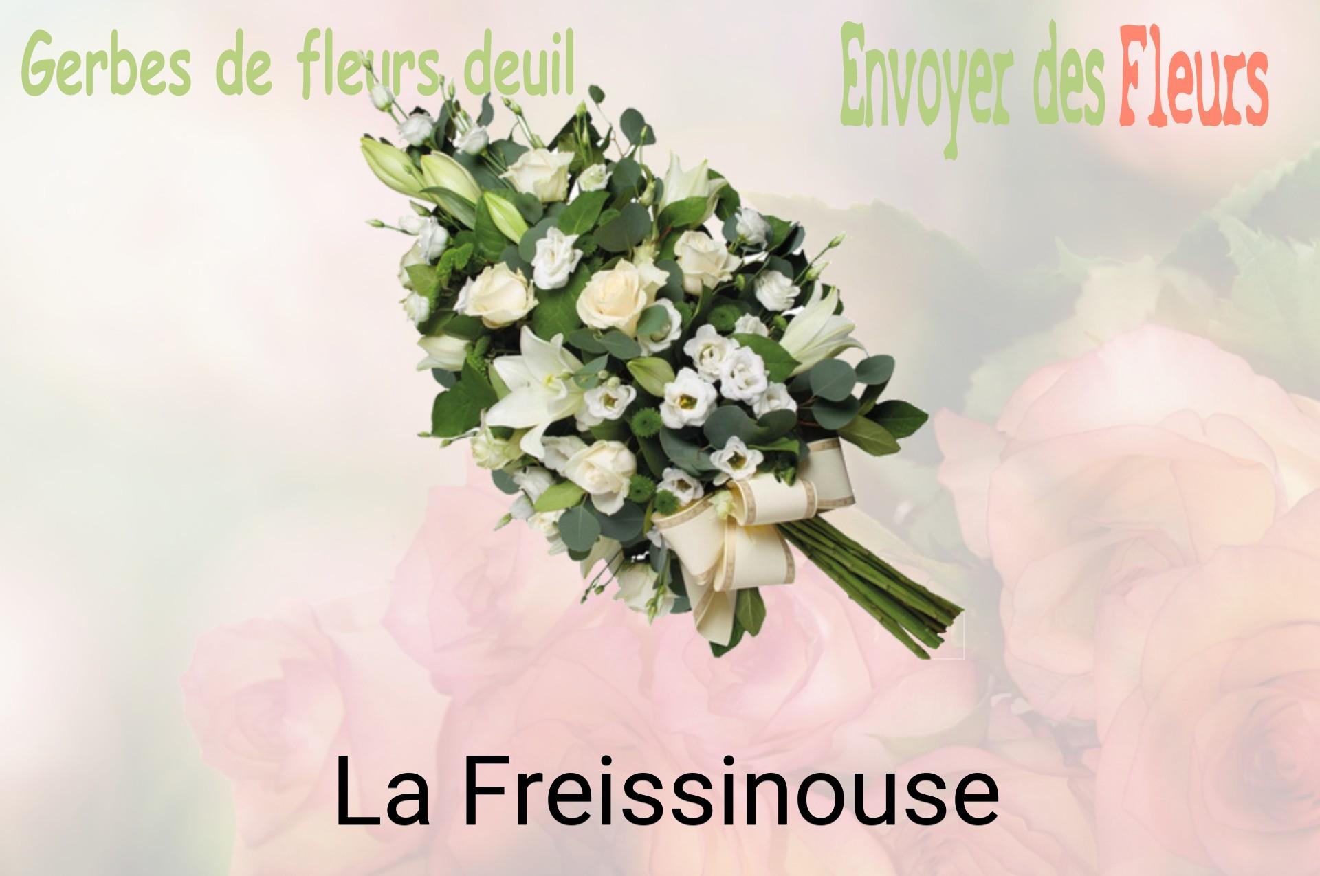 Gerbe de fleurs de deuil livrée à La Freissinouse